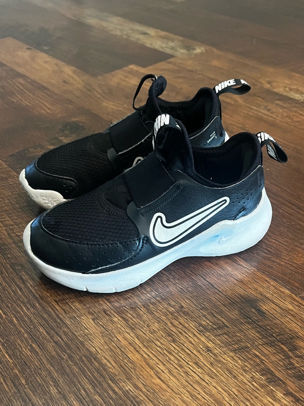 Nike Flex Black & White Slip-On Kids Sneakers